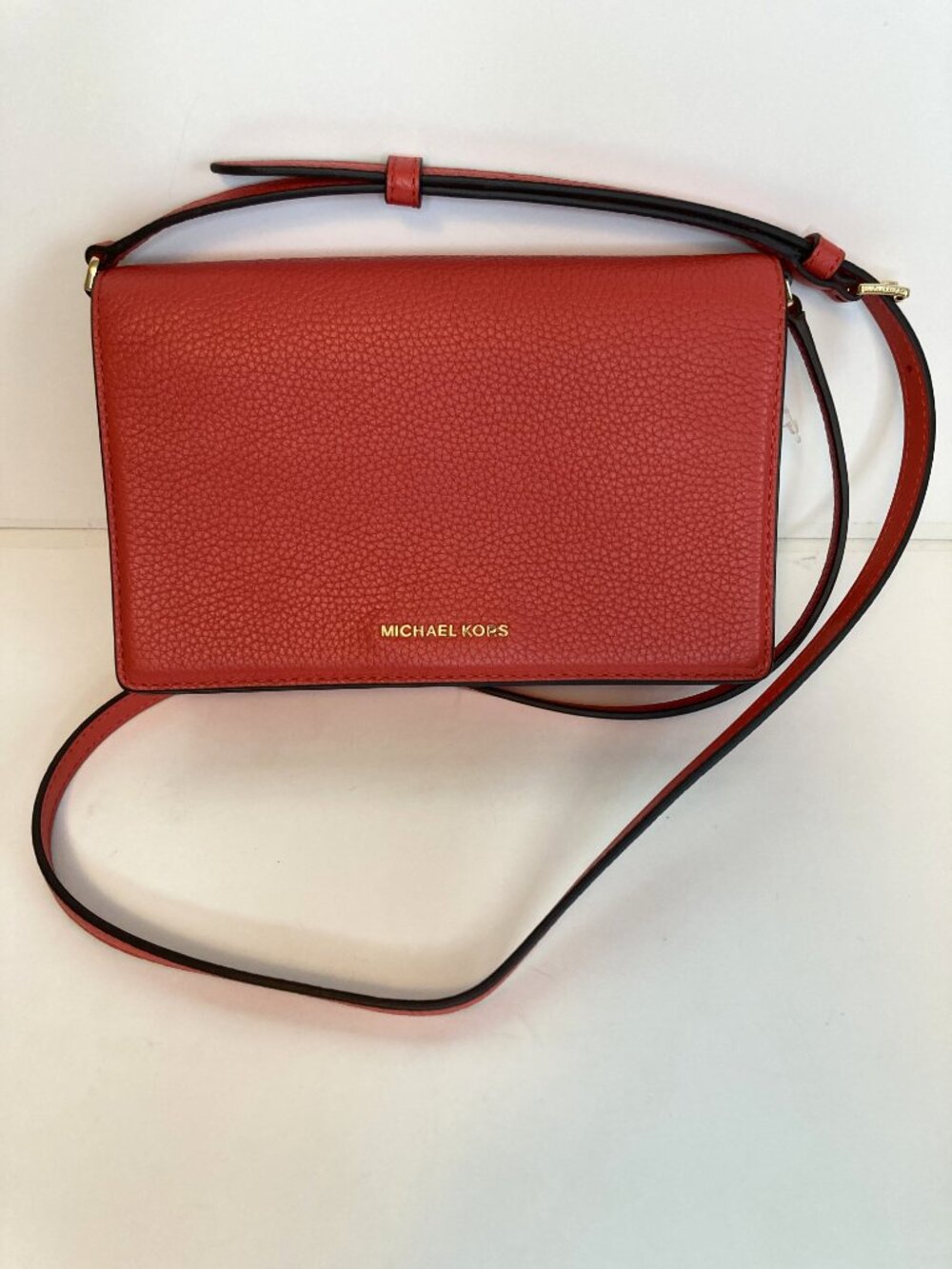 Michael Kors Jet Set Pebbled Leather Crossbody - Coral- NWT